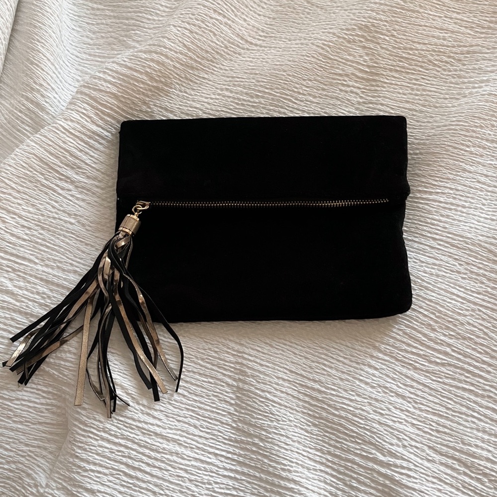 Black velvety clutch